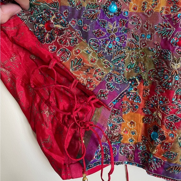 Red and Teal Lehenga - Three Pieces (Blouse, Lehenga Skirt, and Dupatta) - Picture 6 of 11